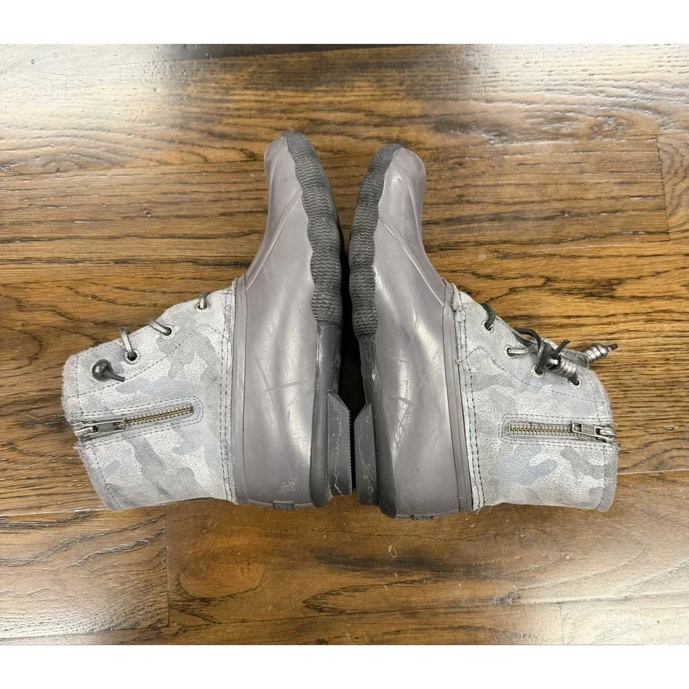Sperry Duck Boots Gray Silver‎ Camo 5.5 STS87061 Saltwater